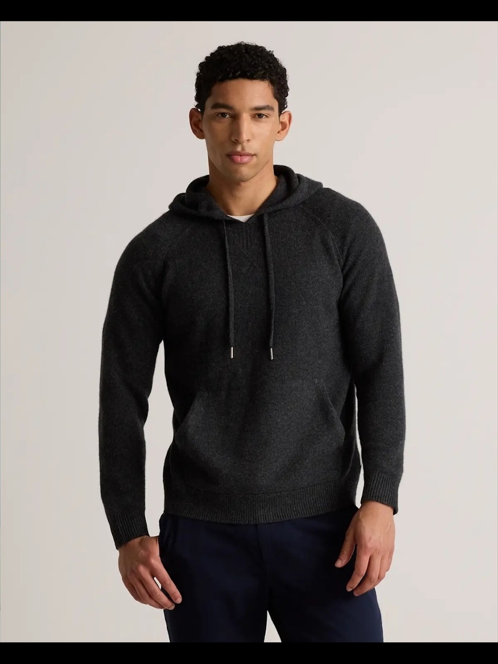 Quince Mongolian Cashmere Pullover Hoodie Sweater Men's L Charcoal NWT